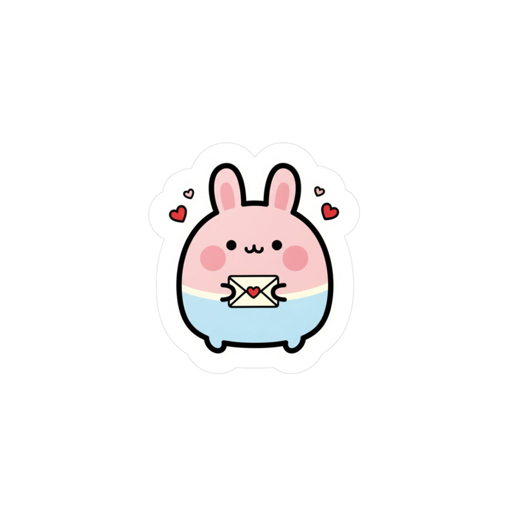 Cute Bunny Sticker | Pink Blue Rabbit Holding Love Letter