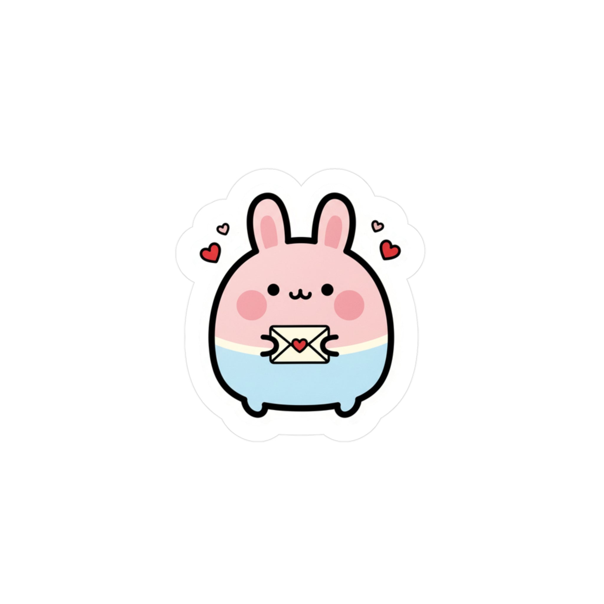 Cute Bunny Sticker | Pink Blue Rabbit Holding Love Letter