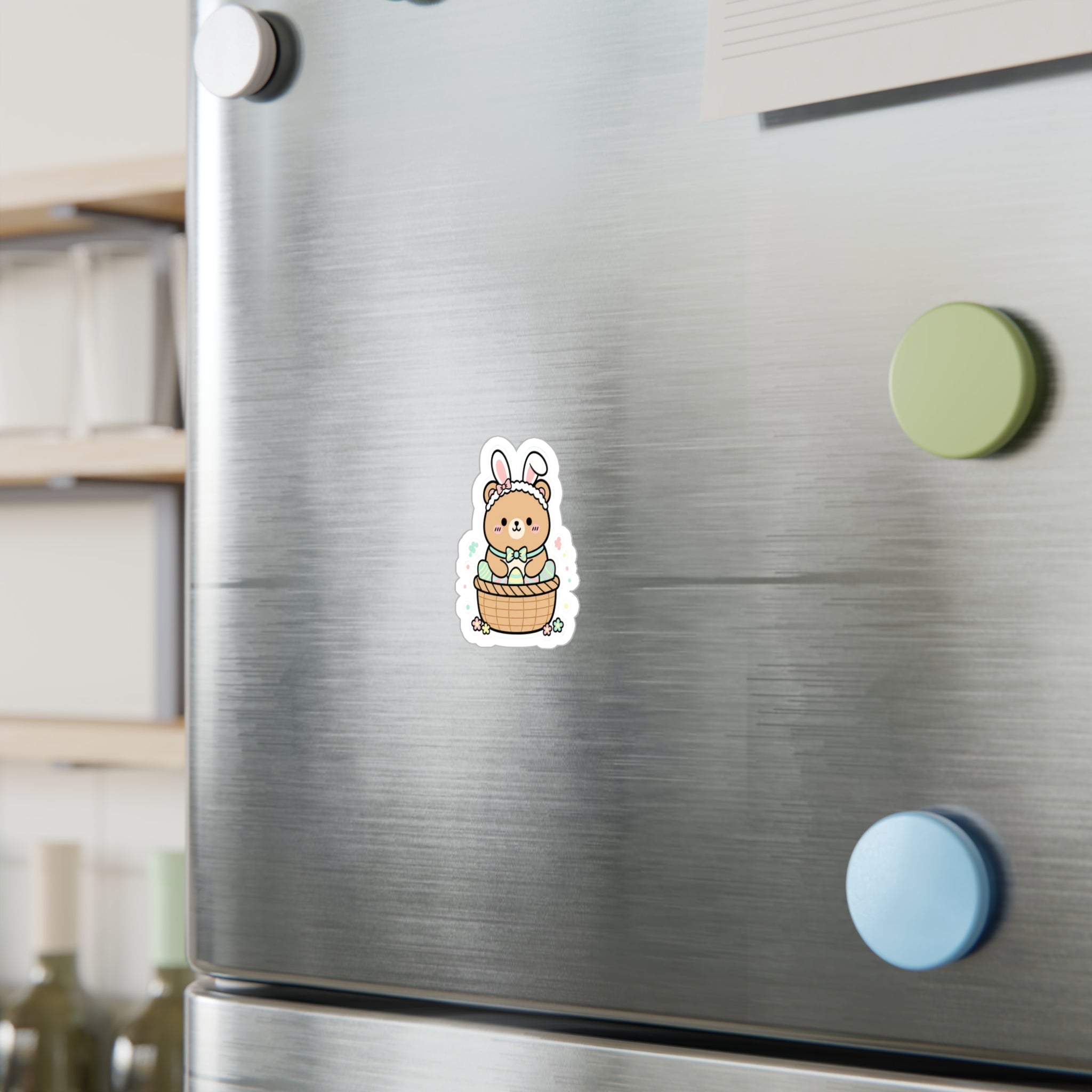 Easter Bunny Bear Sticker, Cute Pastel Sticker Easter Basket