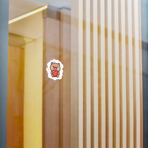 Cute Bear Holding Heart Sticker | Love Vinyl Decal for Laptops & Gifts