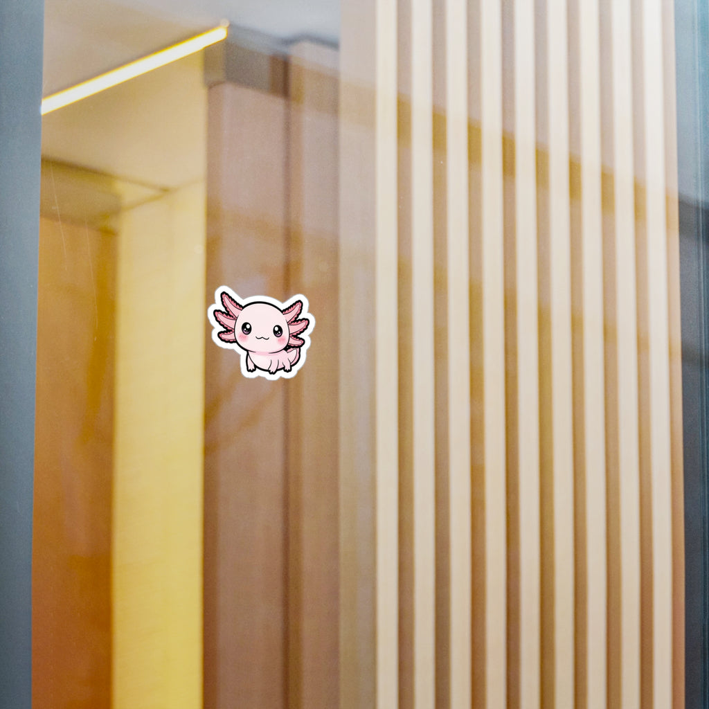 Cute Pink Axolotl Sticker | Kawaii Kiss-Cut Laptop Decal