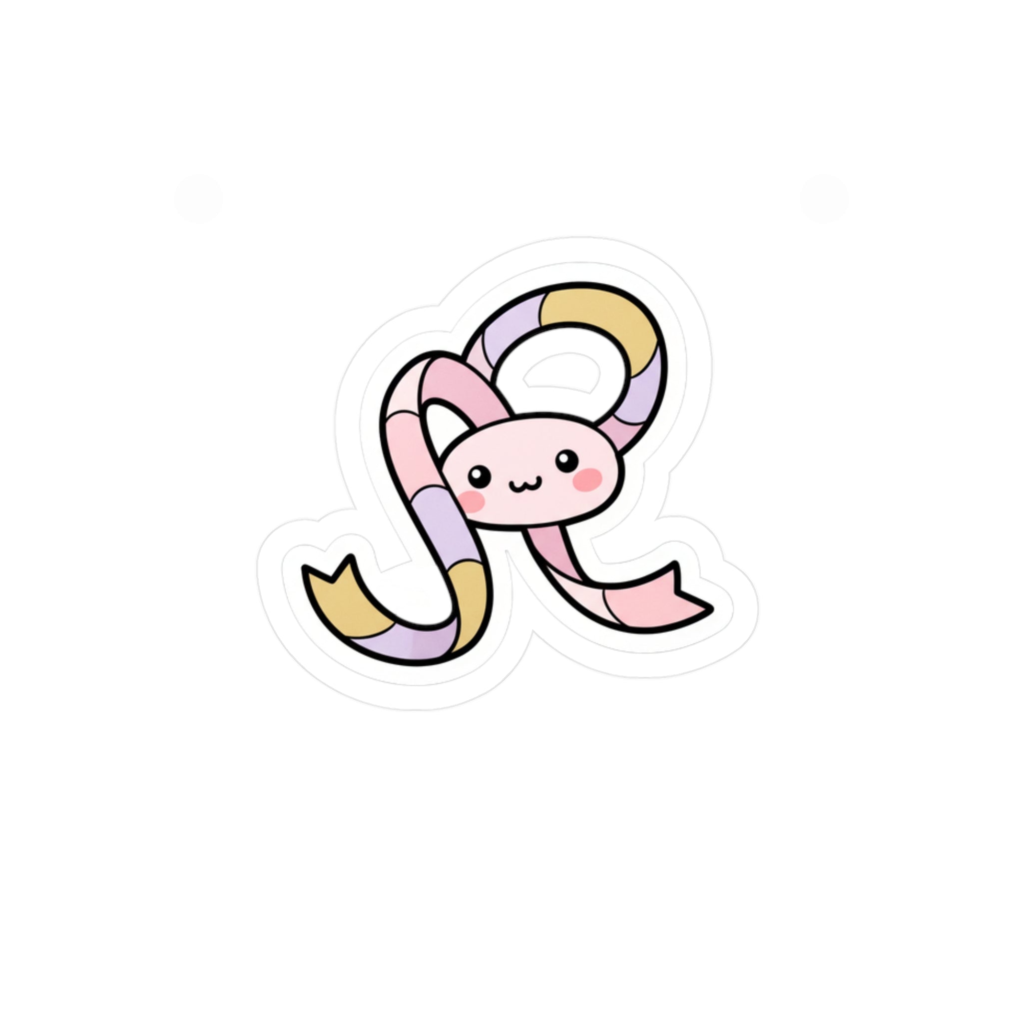 Kawaii Ribbon Mascot Kiss-Cut Sticker Cute Pastel Laptop Decal