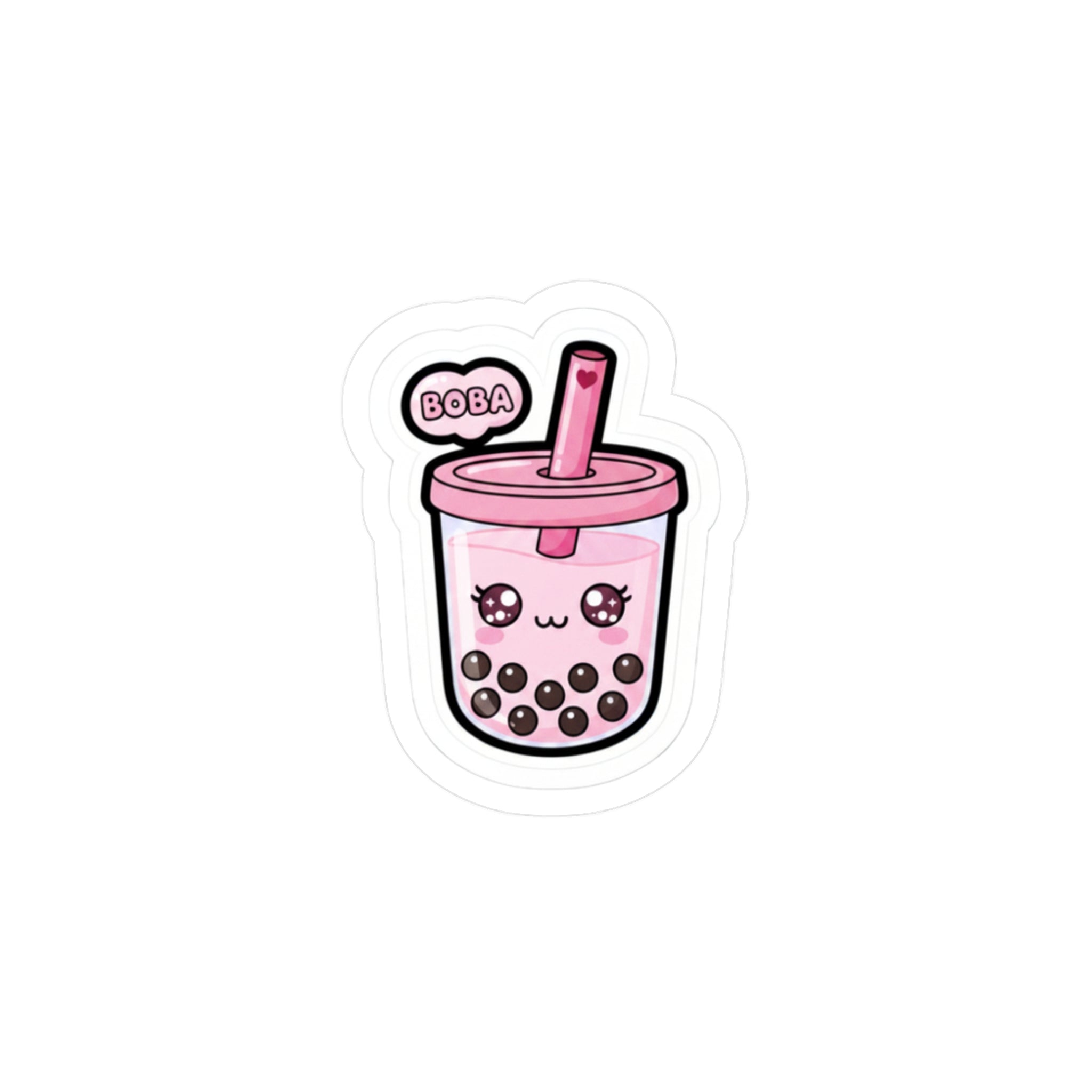 Kawaii Pink Boba Sticker – Cute Pink Kawaii Drink Decal
