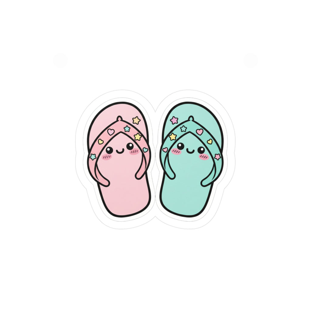 Kawaii Flip-Flop Sticker Set | Cute Pastel Beach Sandal Vinyl Decal