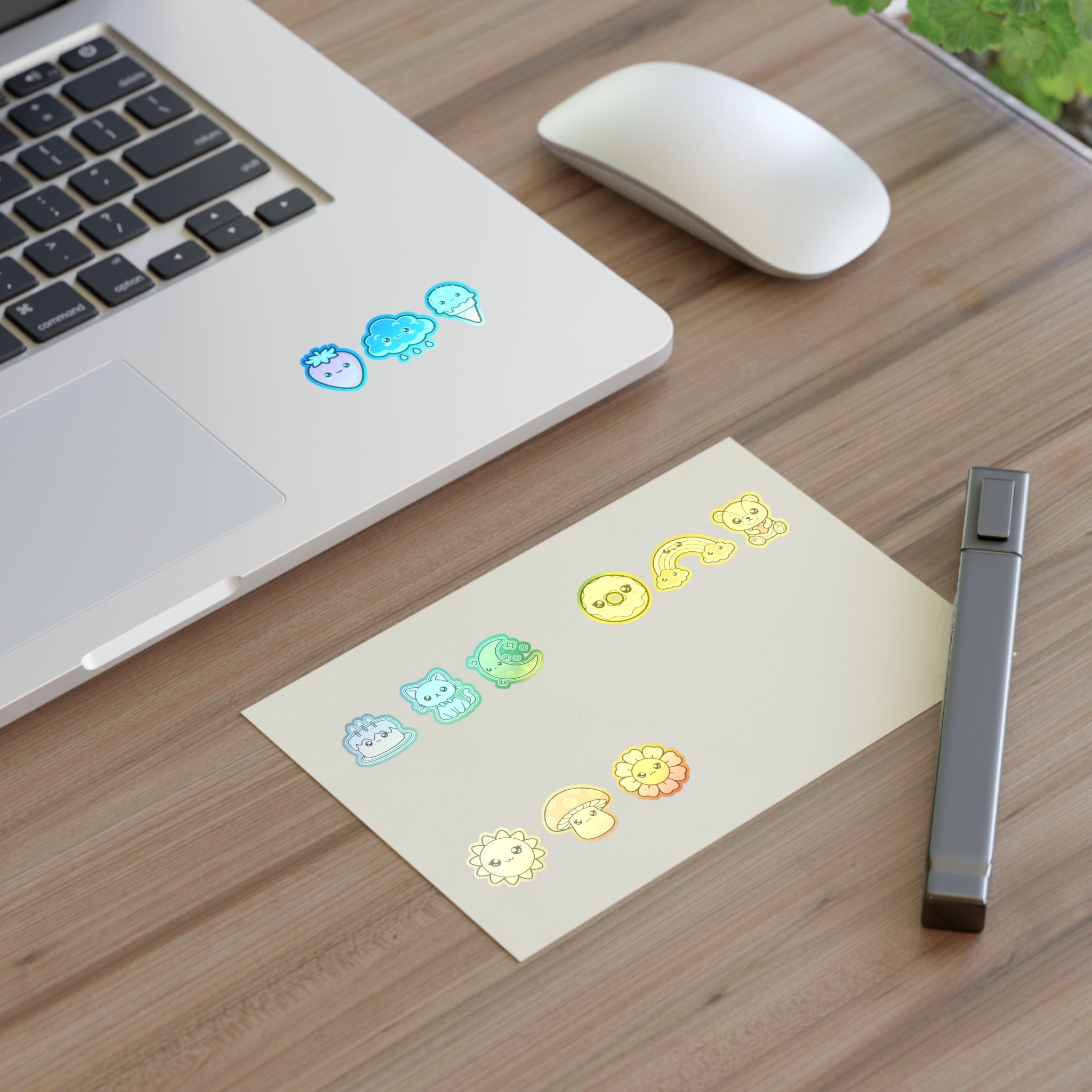 Cute Mini Sticker Sheets: Cute Cat, Donut, Strawberry & Rainbow Icons