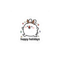 Hoppy Holidays Cute Reindeer Bunny Sticker | Christmas Holiday Decal