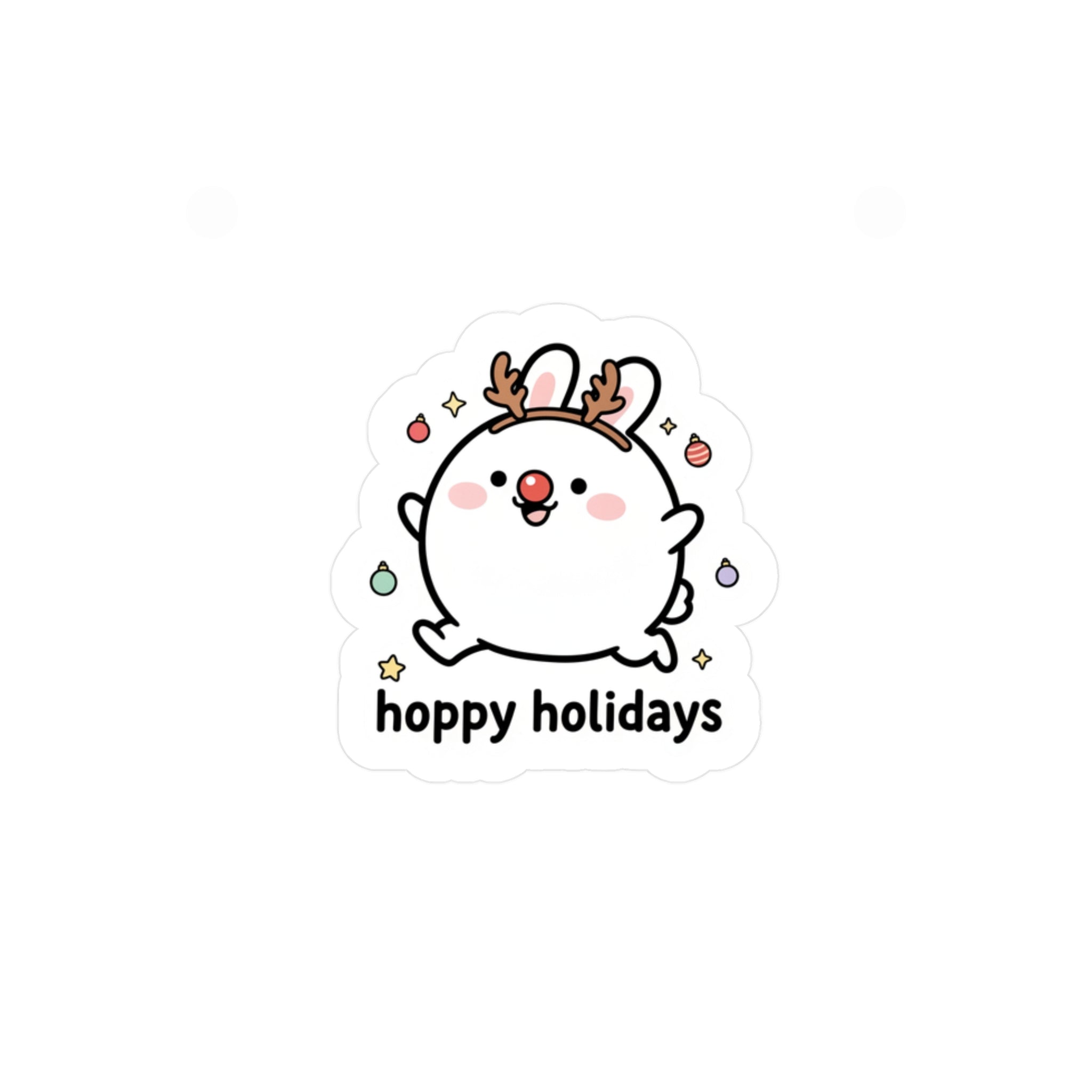 Hoppy Holidays Cute Reindeer Bunny Sticker | Christmas Holiday Decal