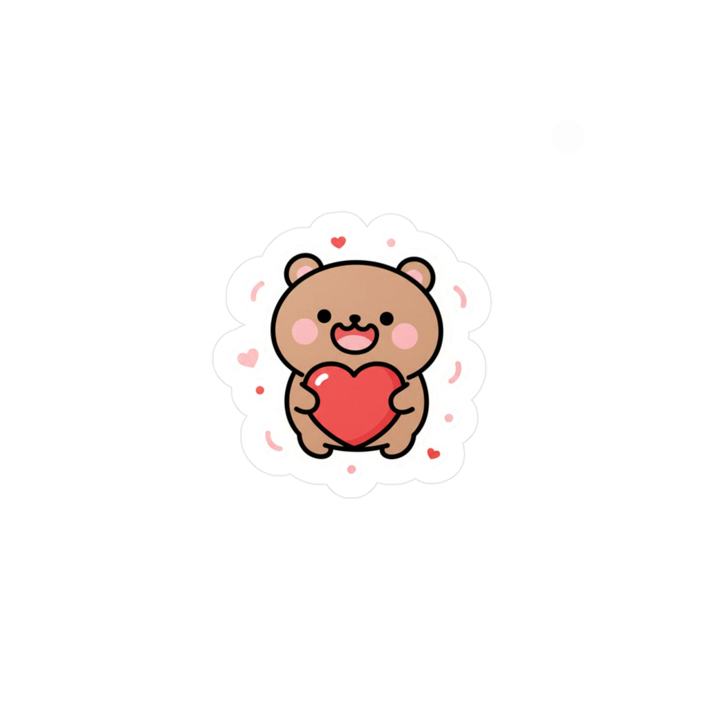Cute Bear Holding Heart Sticker | Love Vinyl Decal for Laptops & Gifts