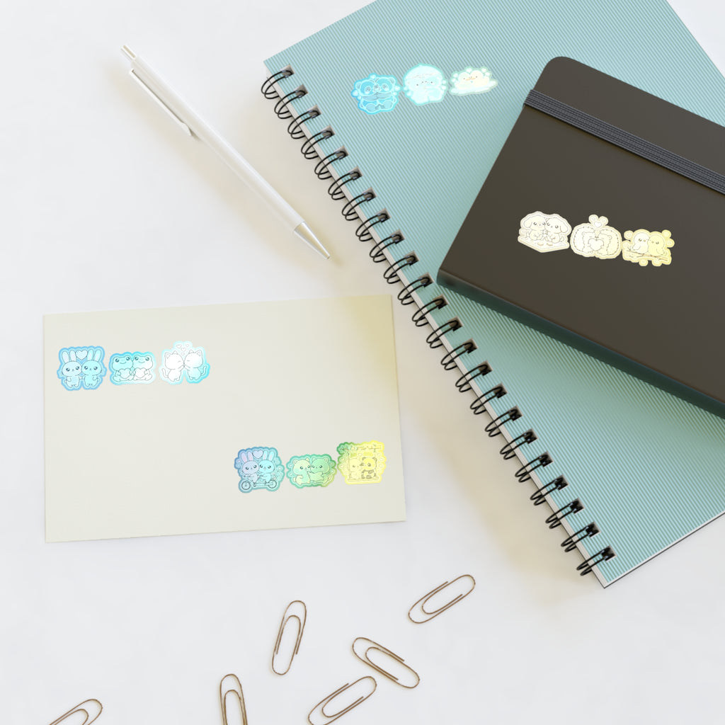 Cute Kawaii Couples Sticker Sheet  Pastel Bunny, Frog, Panda & Friends