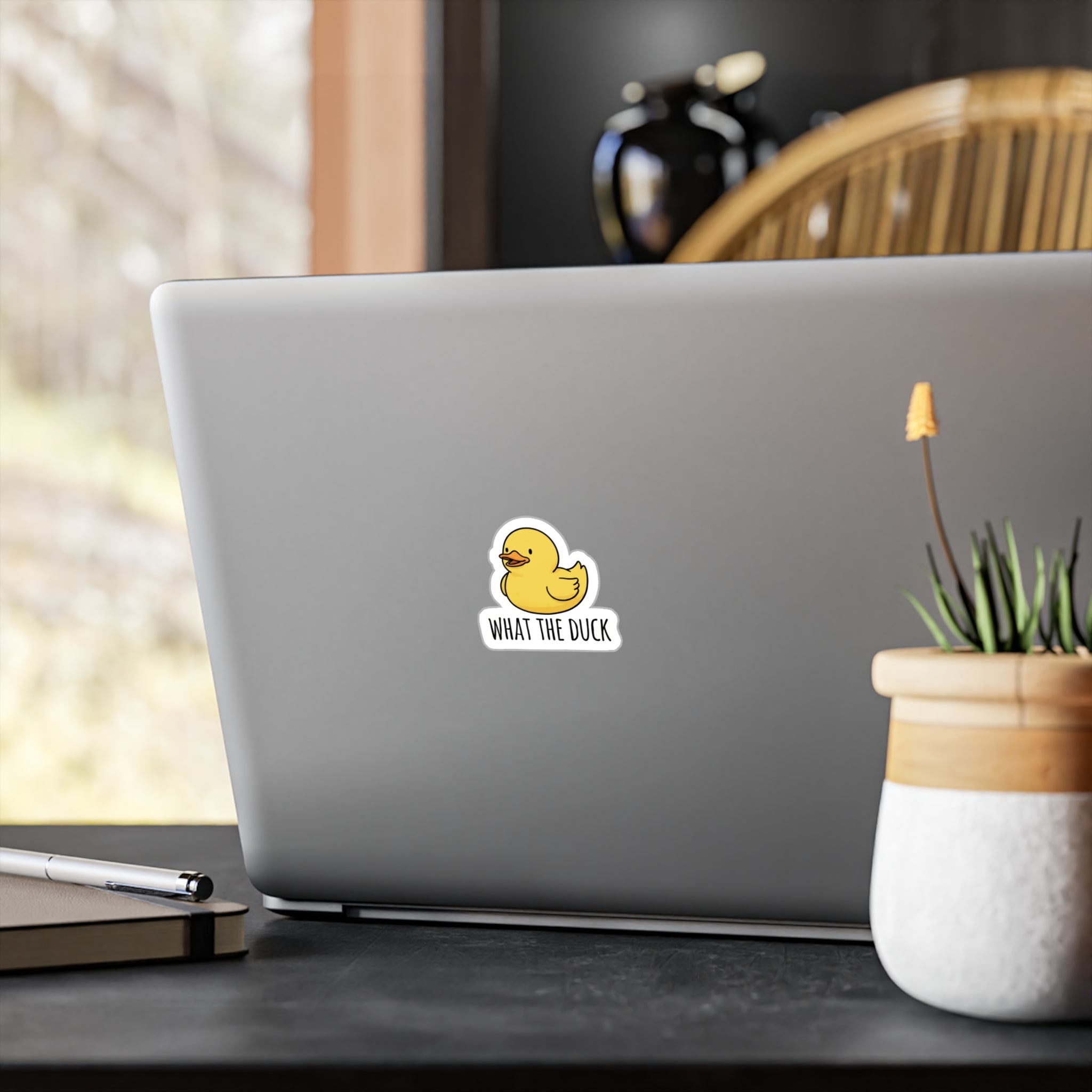 What The Duck Sticker, Cute Rubber Duck Kiss-Cut Vinyl Sticker