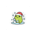 Holiday Frog Sticker | Cute Frog with Santa Hat & Snowman