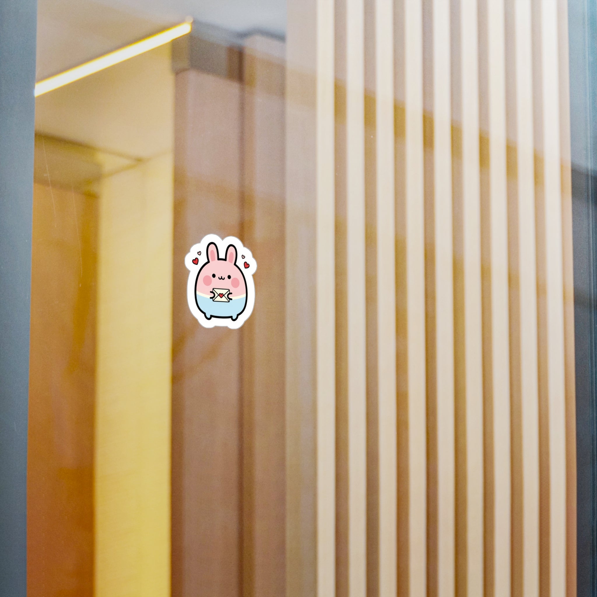 Cute Bunny Sticker | Pink Blue Rabbit Holding Love Letter