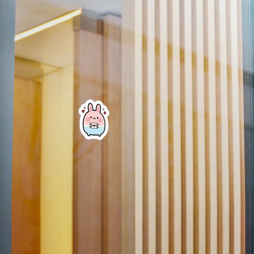Cute Bunny Sticker | Pink Blue Rabbit Holding Love Letter