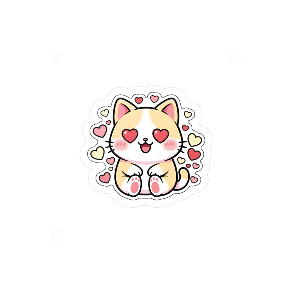 Cute Heart-Eyes Cat Sticker | Adorable Laptop & Planner Decal