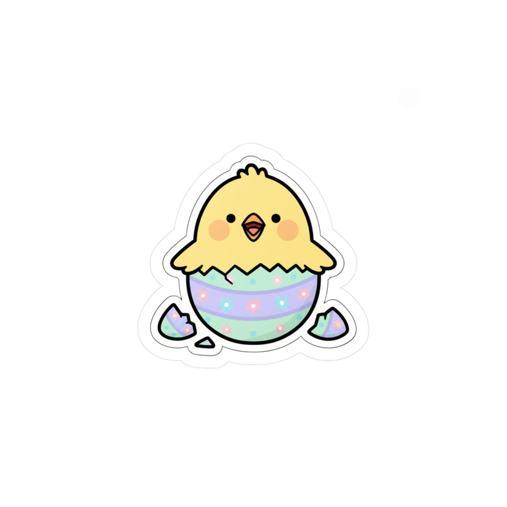 Easter Chick Sticker, Cute Hatching Chick in Decorated Egg Spring for Laptop & Planner Decal