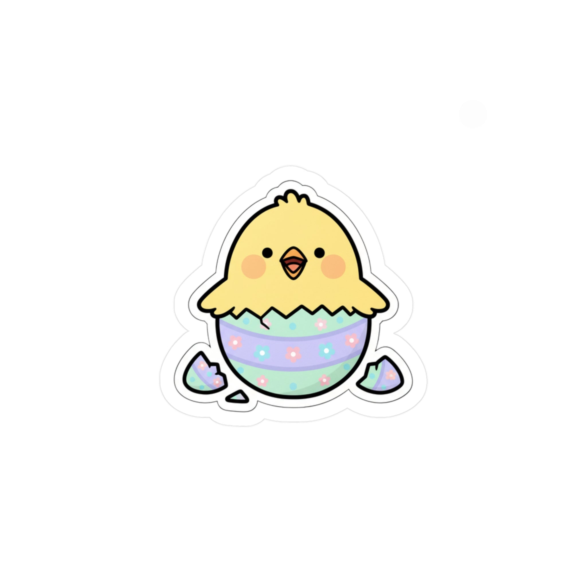 Easter Chick Sticker, Cute Hatching Chick in Decorated Egg Spring for Laptop & Planner Decal