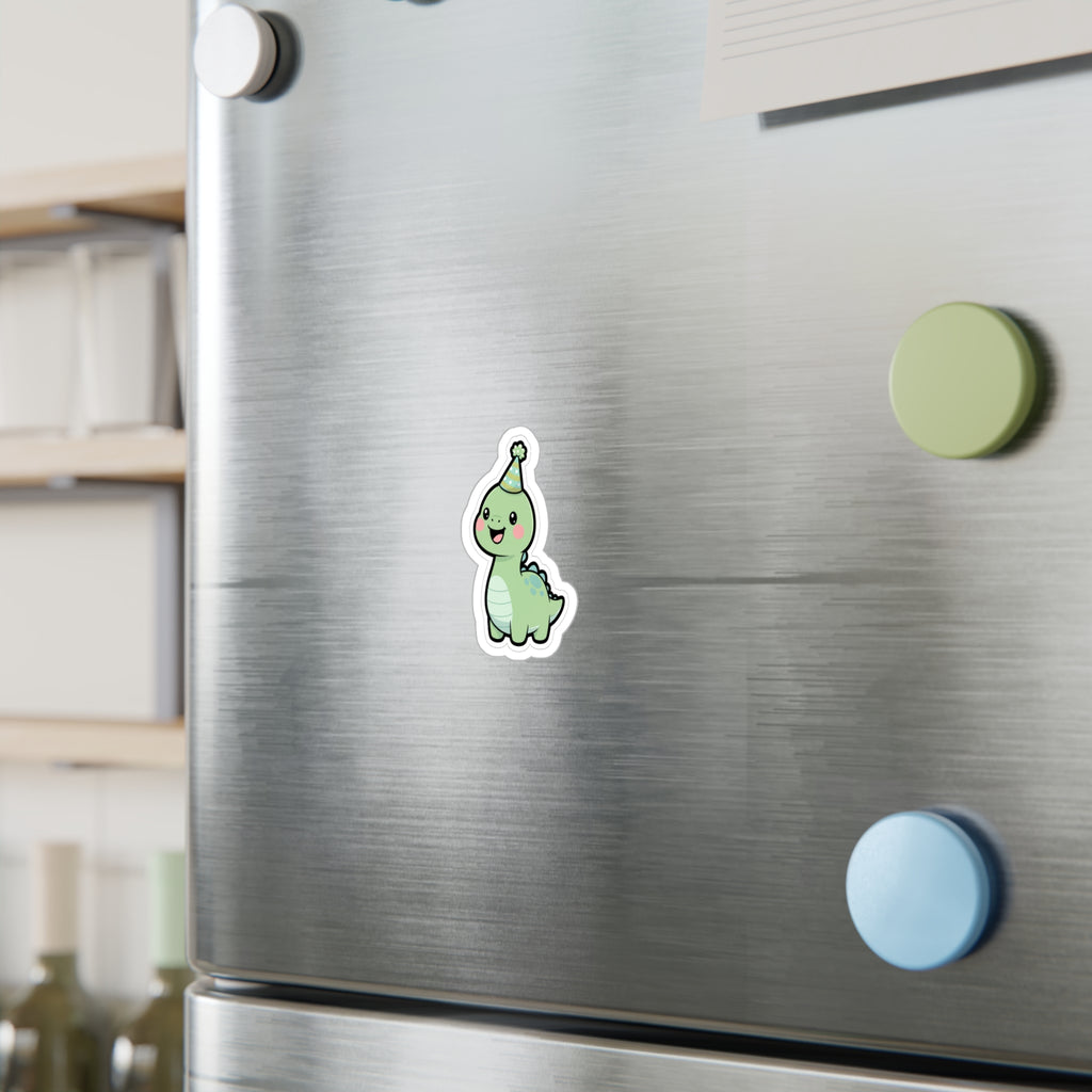 Cute Party Dinosaur Sticker | Kawaii Baby Dino Kiss-Cut Decal for Laptops, Water Bottles & Gifts