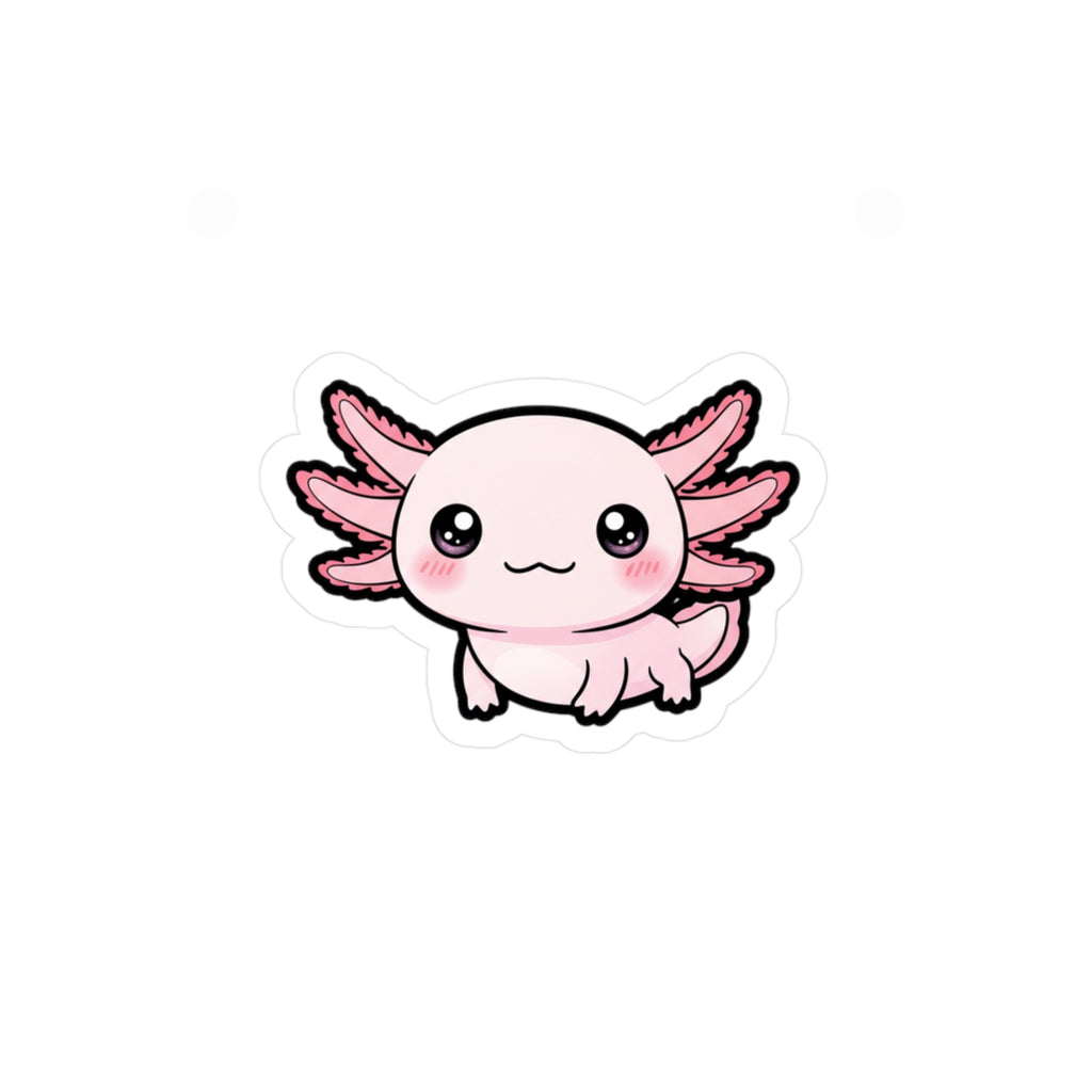 Cute Pink Axolotl Sticker | Kawaii Kiss-Cut Laptop Decal