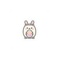 Cute Easter Bunny Sticker, Kawaii Bunny Holding Decorated Egg