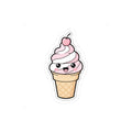 Kawaii Pink Ice Cream Cone Sticker | Cute Soft-Serve Kiss-Cut Decal