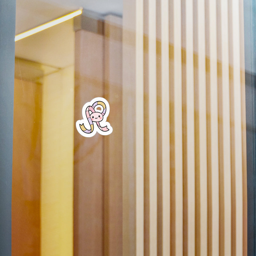 Kawaii Ribbon Mascot Kiss-Cut Sticker Cute Pastel Laptop Decal