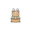 Easter Bunny Bear Sticker, Cute Pastel Sticker Easter Basket