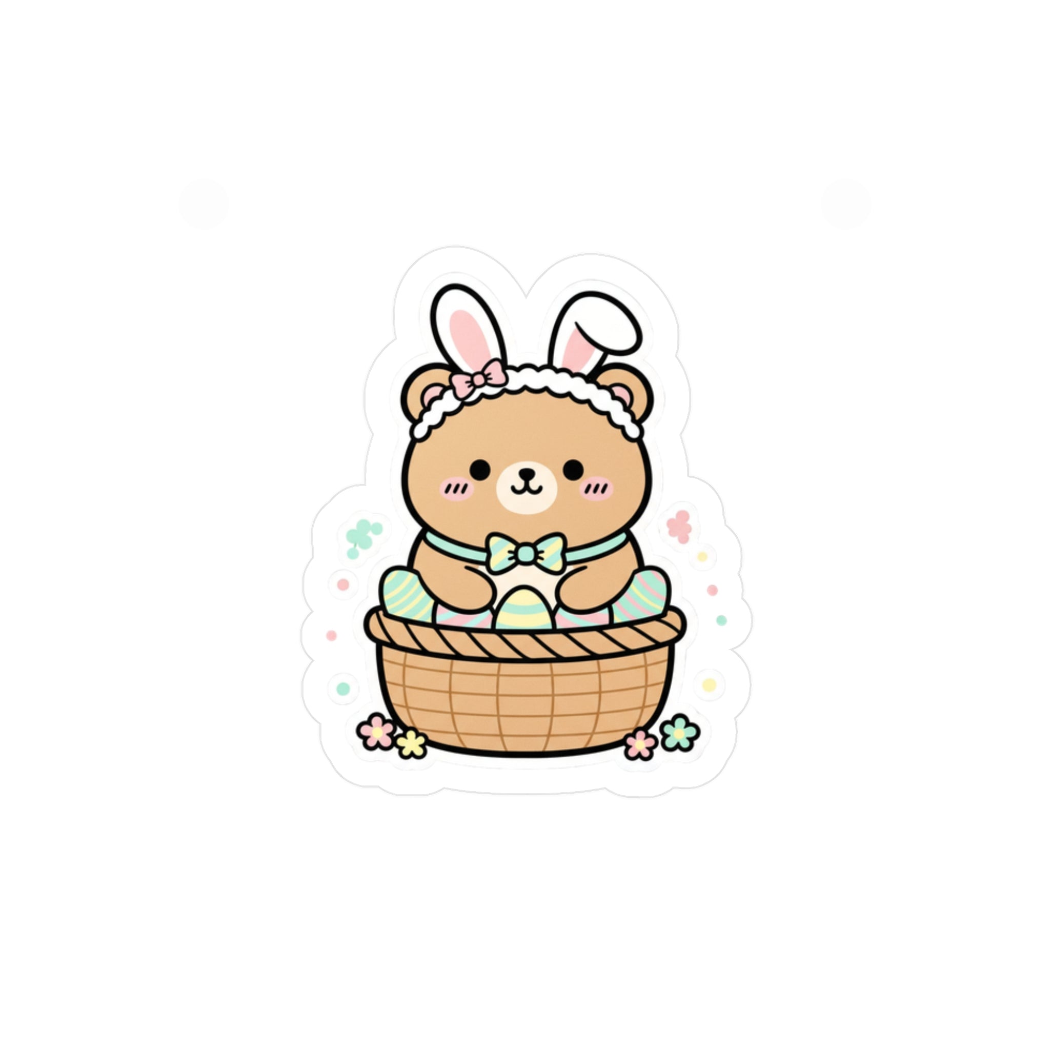 Easter Bunny Bear Sticker, Cute Pastel Sticker Easter Basket