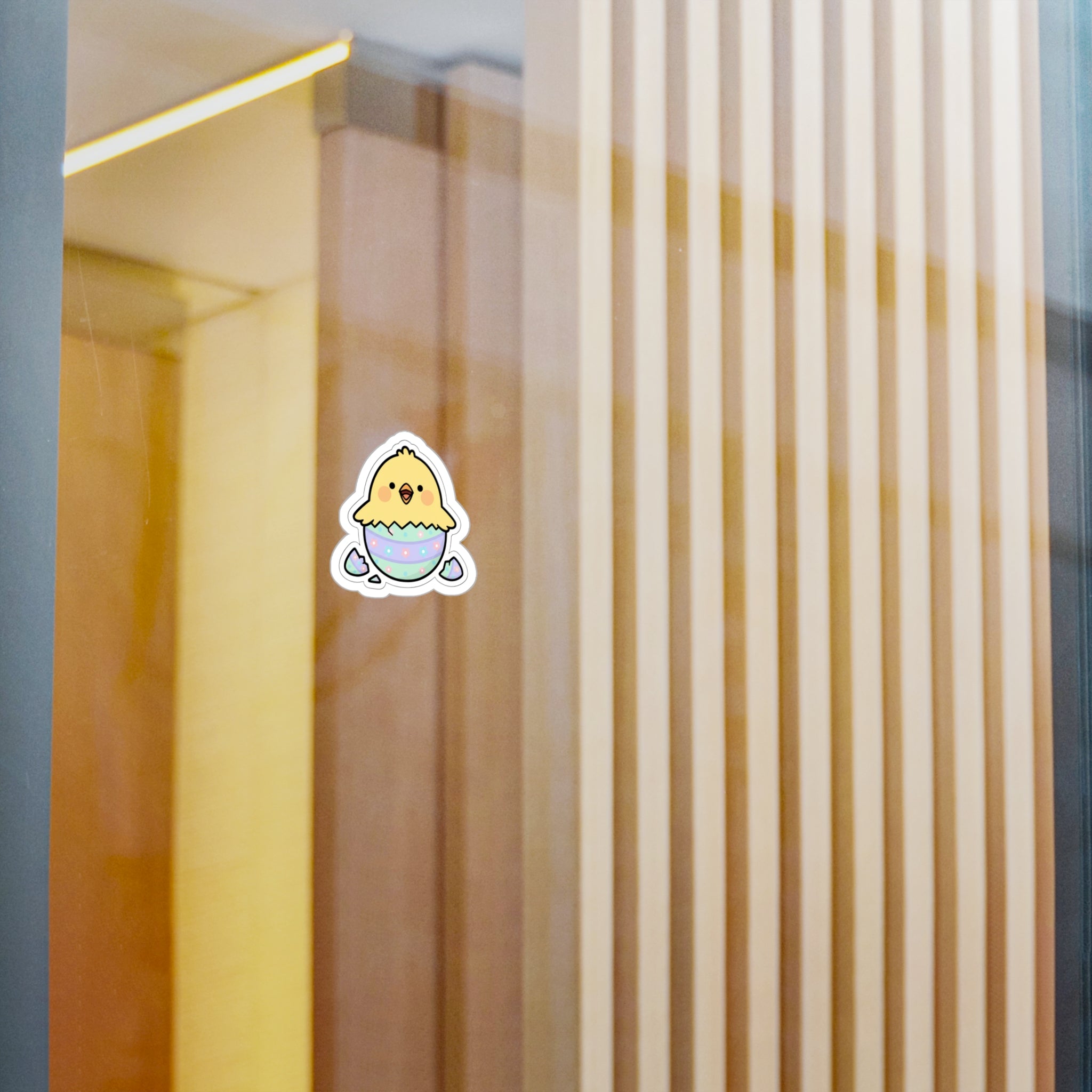 Easter Chick Sticker, Cute Hatching Chick in Decorated Egg Spring for Laptop & Planner Decal