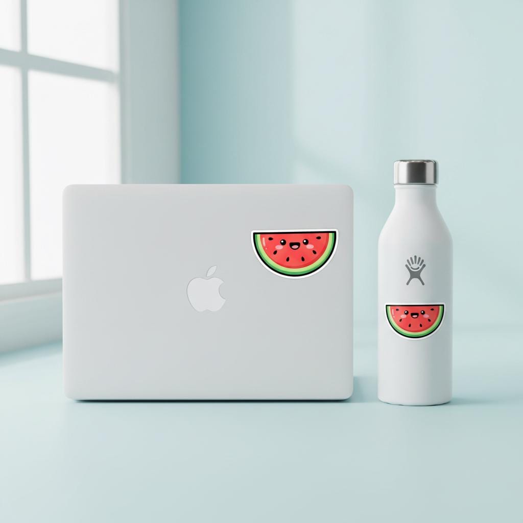 Kawaii Watermelon Sticker | Kiss-Cut Vinyl Decal for Laptop, Water Bottle & Journal
