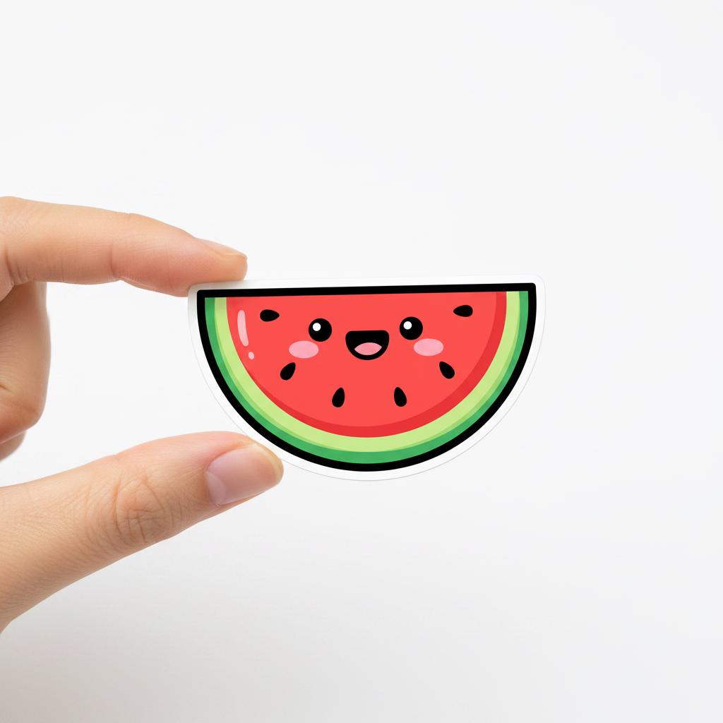 Kawaii Watermelon Sticker | Kiss-Cut Vinyl Decal for Laptop, Water Bottle & Journal